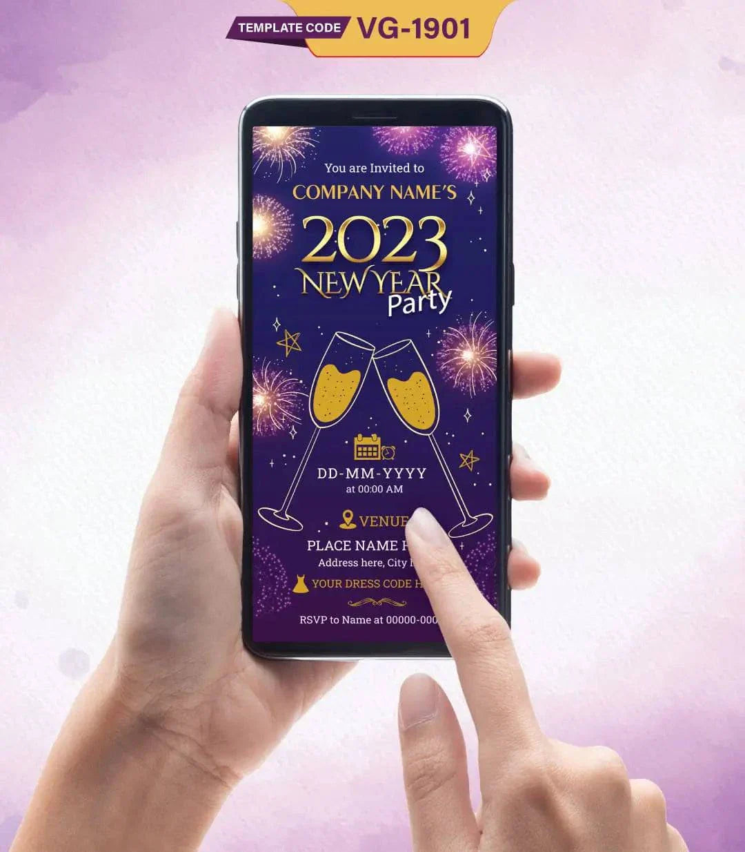 New Year Invite Card | Corporate Celebration Party E-Invite | VG-1901